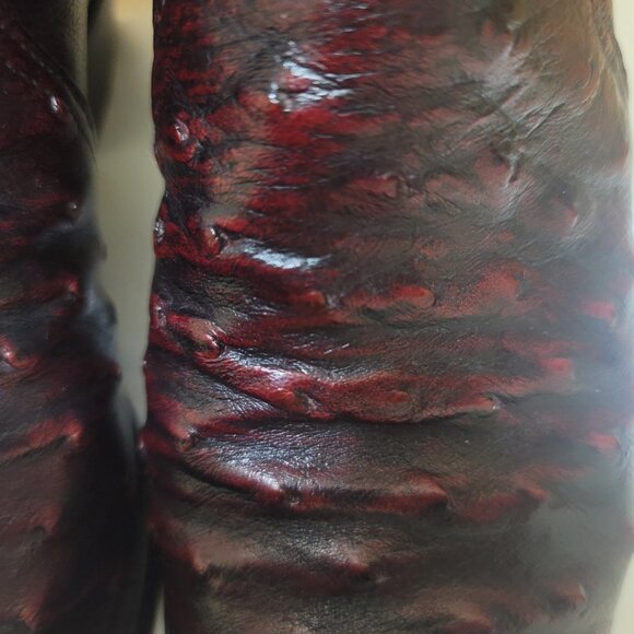 Women's Quill Ostrich Cowboy Boots size 8, Burgundy - Picture 10 of 11